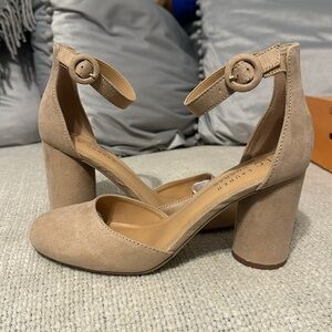 Suede nude heels
